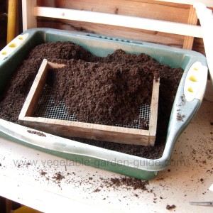 starting seeds - sowing station, peat and sieve